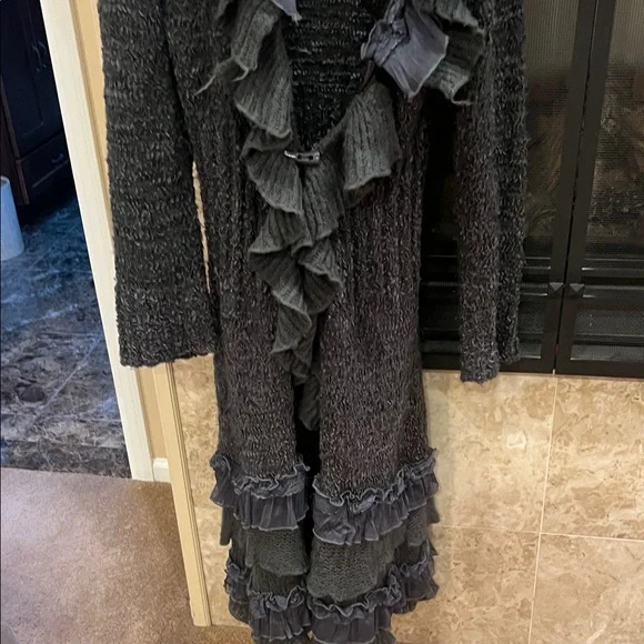 Pretty Angel Charcoal Ruffled Cardigan - Picture 4 of 4